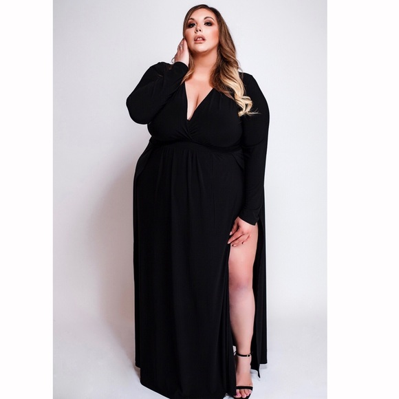 Plus Size ‘Gemini’ Double Slit Maxi Dress - Picture 7 of 7